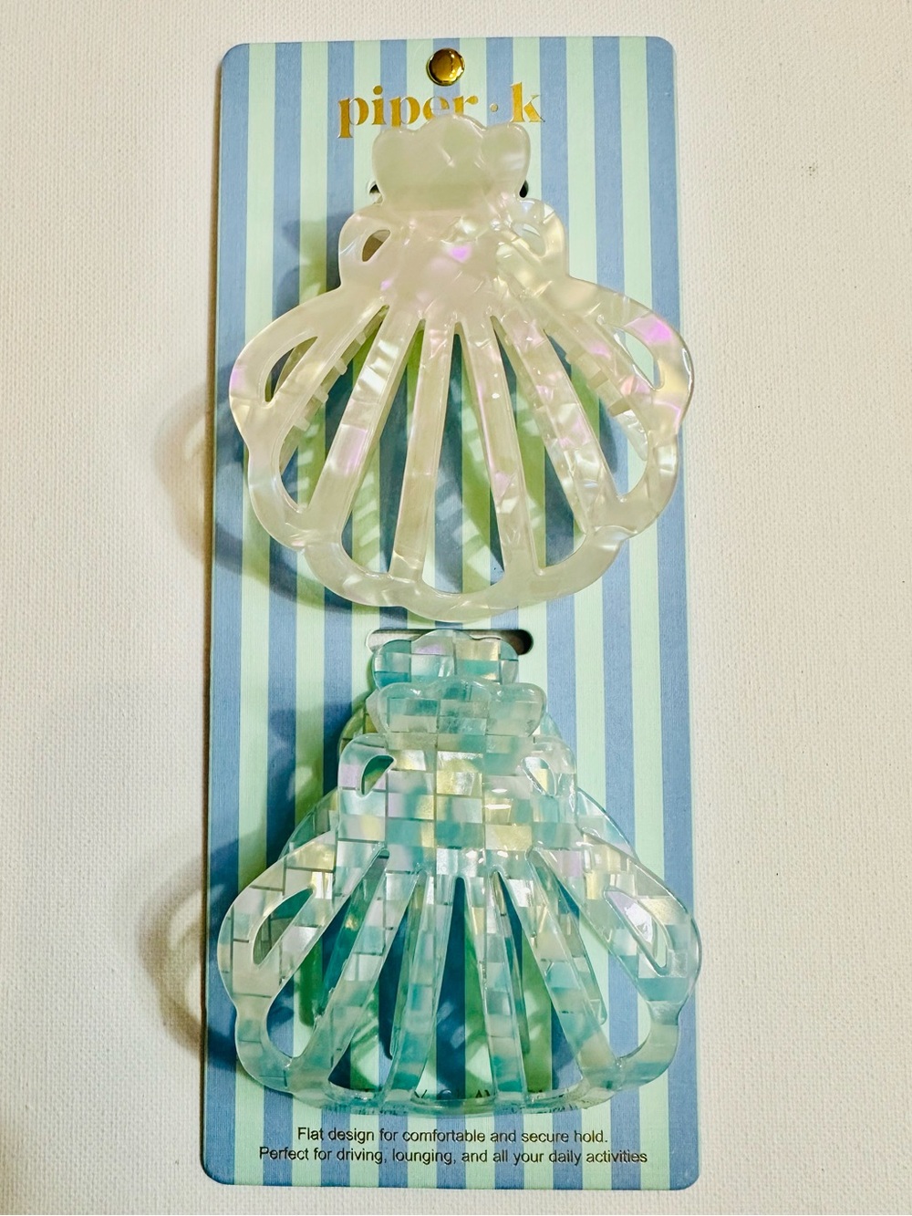 Piper K Iridescent Shell Claw Clips Set